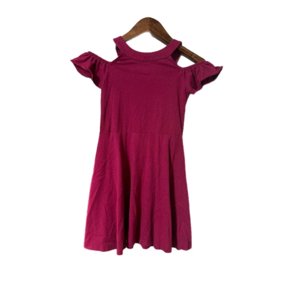 The Children's Place Skater‎ Dress Kids M 7/8 Magenta Excellent Cold Shoulder